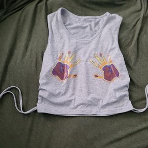 Hand print drawstring top